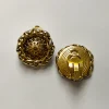 Patterned Gold Button Clip-Ons (Vintage)