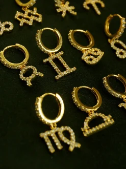 Pavé Sparkle Horoscope Huggies *18k Gold-plated