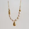 Pearl And Gold Teardrop Necklace
