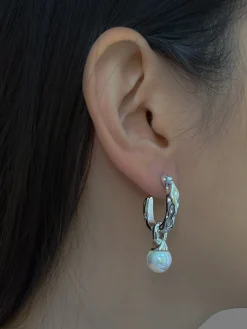 Pearl Drop Earrings - Silver