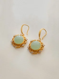 Pentagonal Jade Pendant Earrings