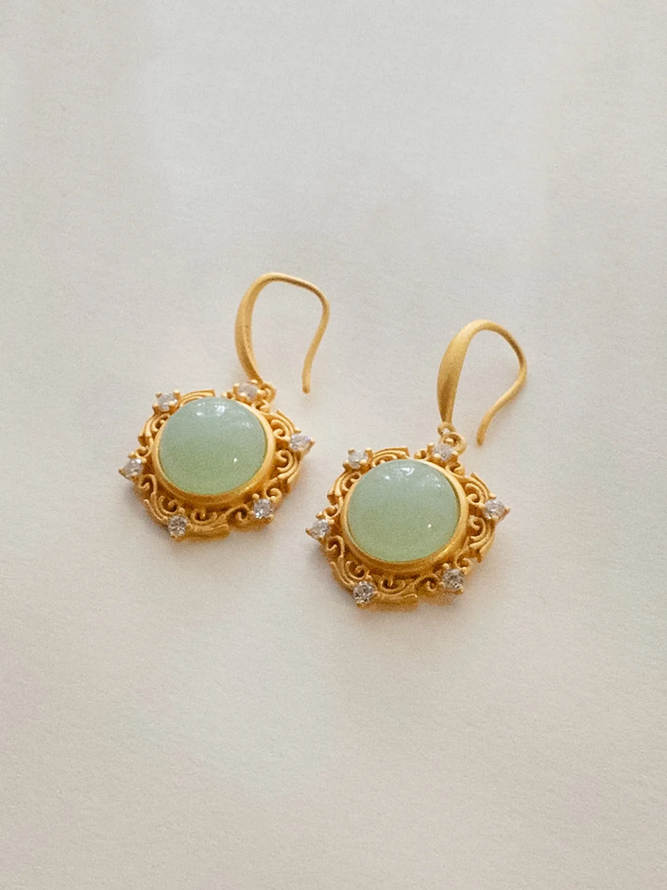 Pentagonal Jade Pendant Earrings
