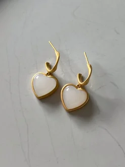 Perfect Heart Jade Hoop Earrings