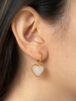 Perfect Heart Jade Hoop Earrings