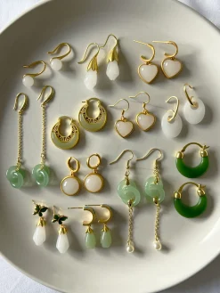 Perfect Heart Jade Hoop Earrings