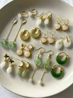 Perfect Heart Jade Hoop Earrings