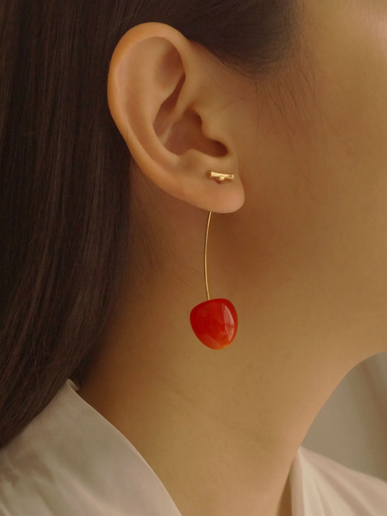 Petit Cher (Cherry) Earrings *Gold-plated stems