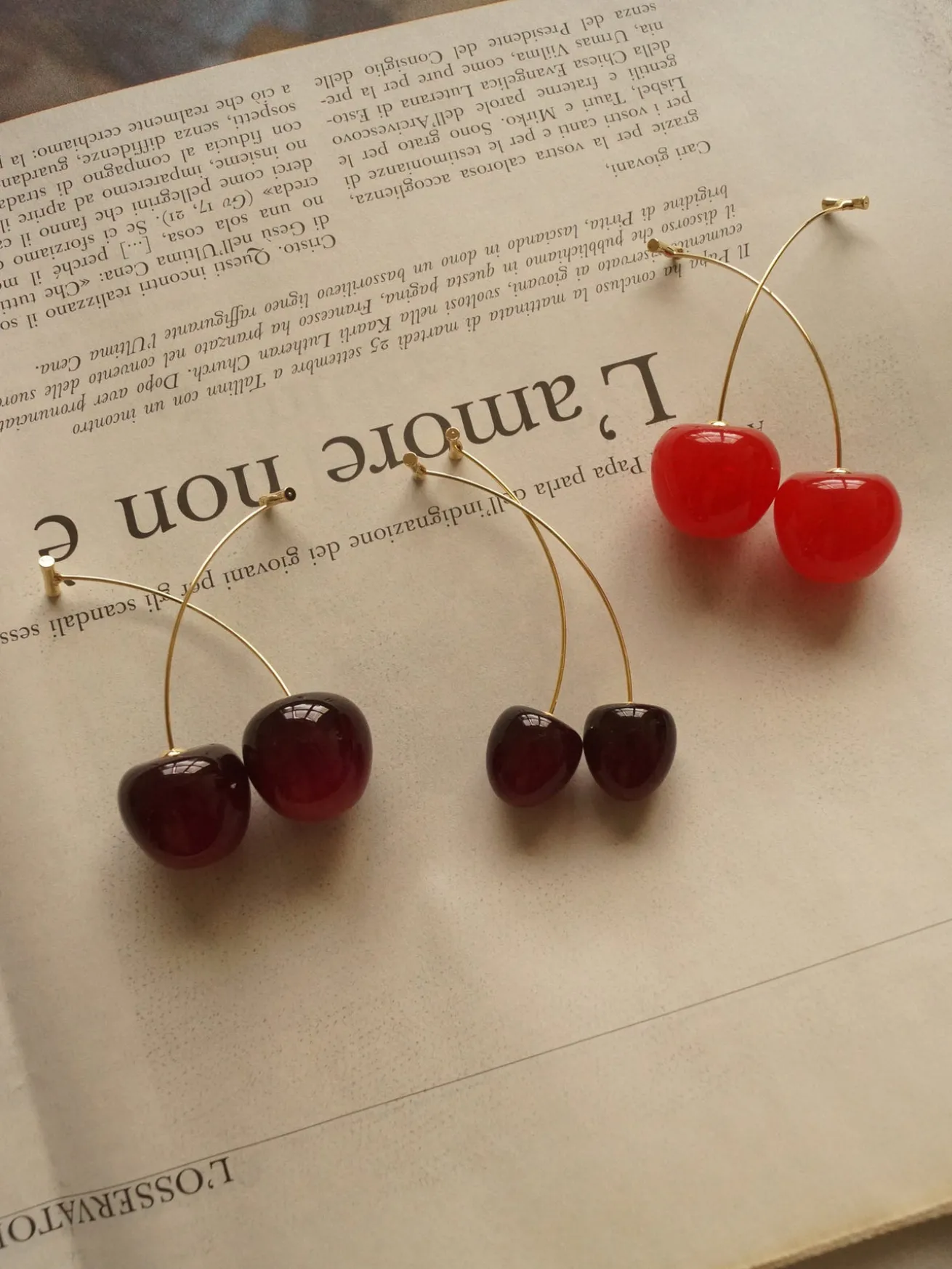 Petit Cherié (Cherry) Earrings *Gold-plated stems