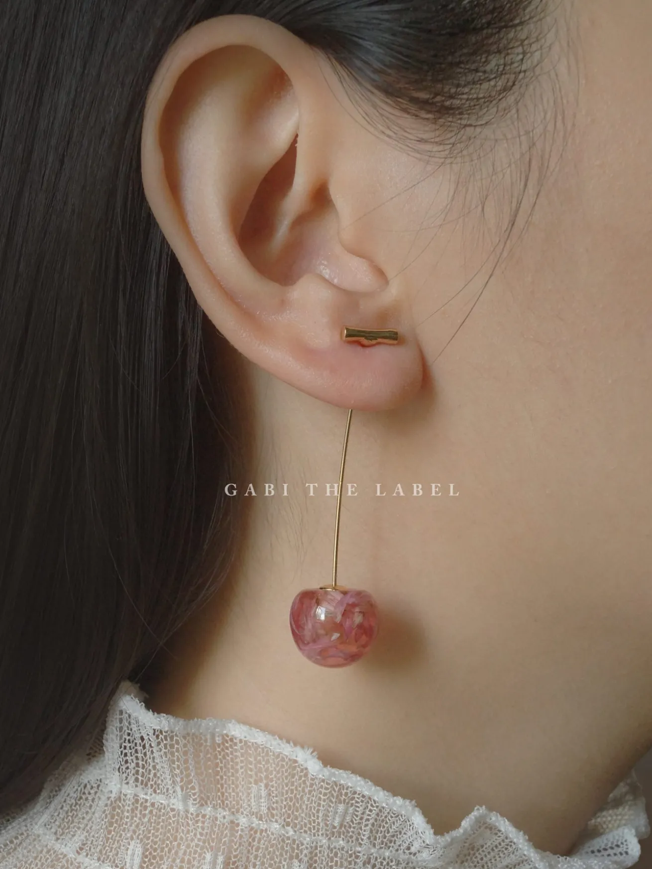 Petit MIKA Floral Cherry Earrings - Pink *Gold-plated stems