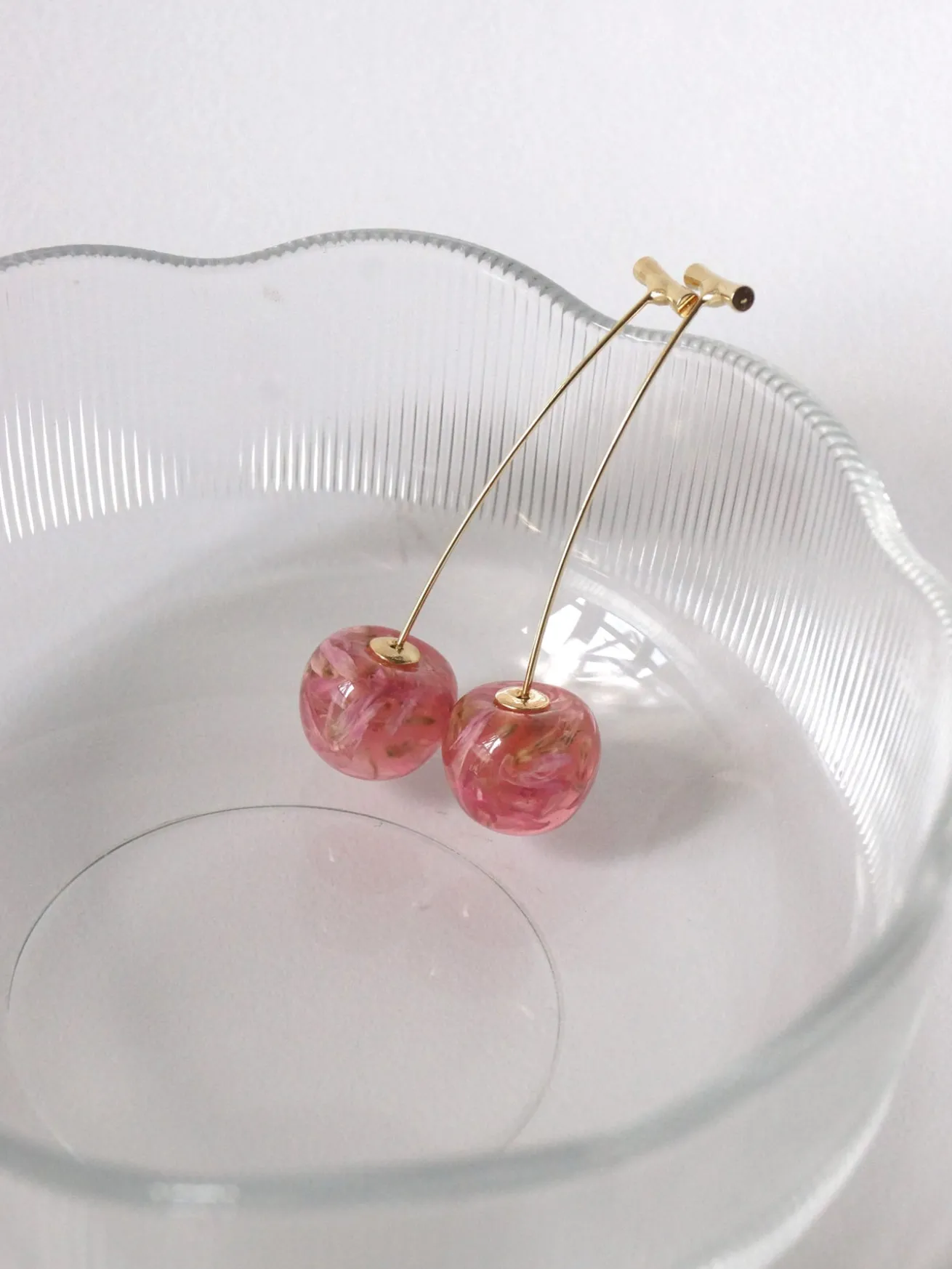 Petit MIKA Floral Cherry Earrings - Pink *Gold-plated stems