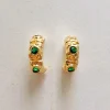 Petite Baroque Gem-encrusted Hoops - Emerald Green