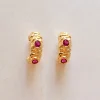Petite Baroque Gem-encrusted Hoops - Magenta