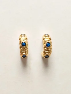 Petite Baroque Gem-encrusted Hoops - Royal Blue
