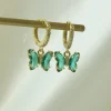 Petite Butterfly Huggies - Emerald Green *14K Gold-plated