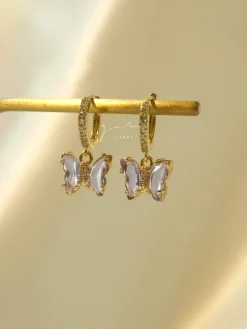 Petite Butterfly Huggies - Lilac *14K Gold-plated