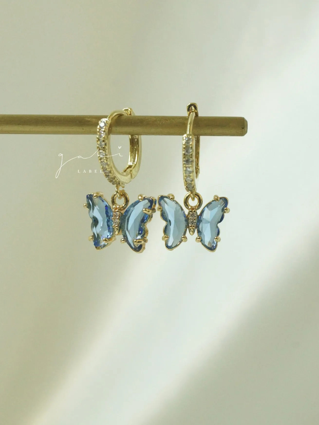 Petite Butterfly Huggies - Cornflower Blue *14K Gold-plated