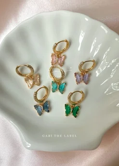 Petite Butterfly Huggies - Clear *14K Gold-plated