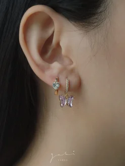 Petite Butterfly Huggies - Lilac *14K Gold-plated
