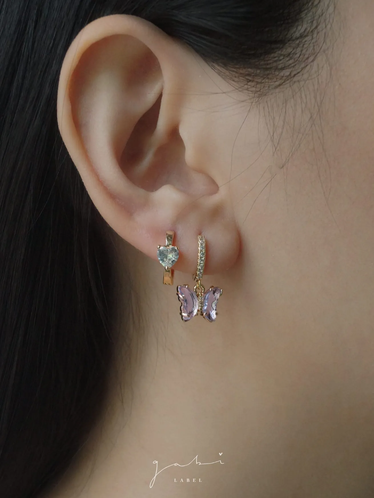Petite Butterfly Huggies - Lilac *14K Gold-plated