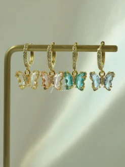 Petite Butterfly Huggies - Aqua *14K Gold-plated