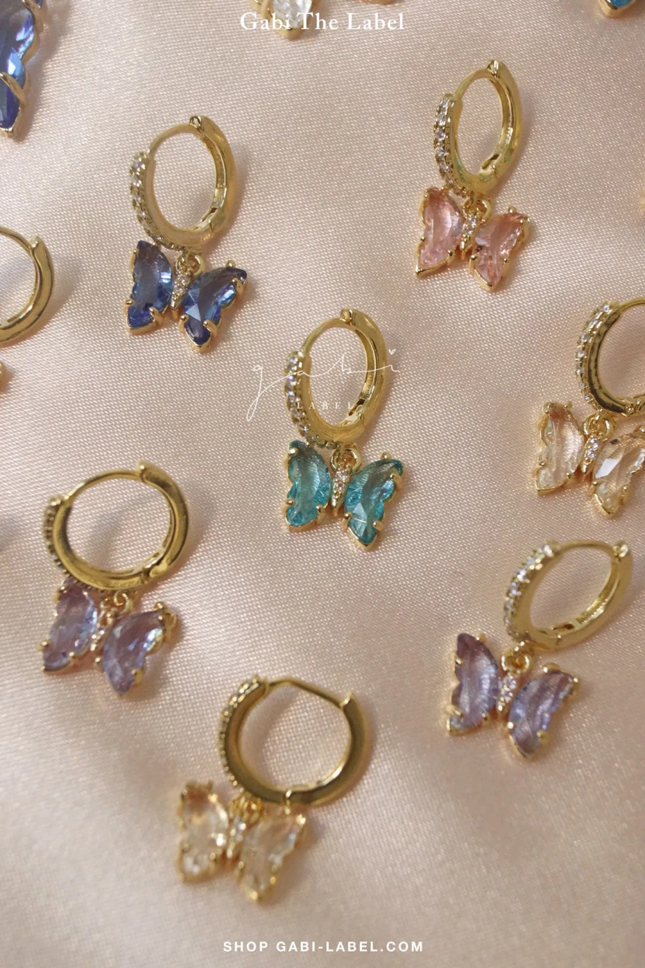 Petite Butterfly Huggies - Clear *14K Gold-plated