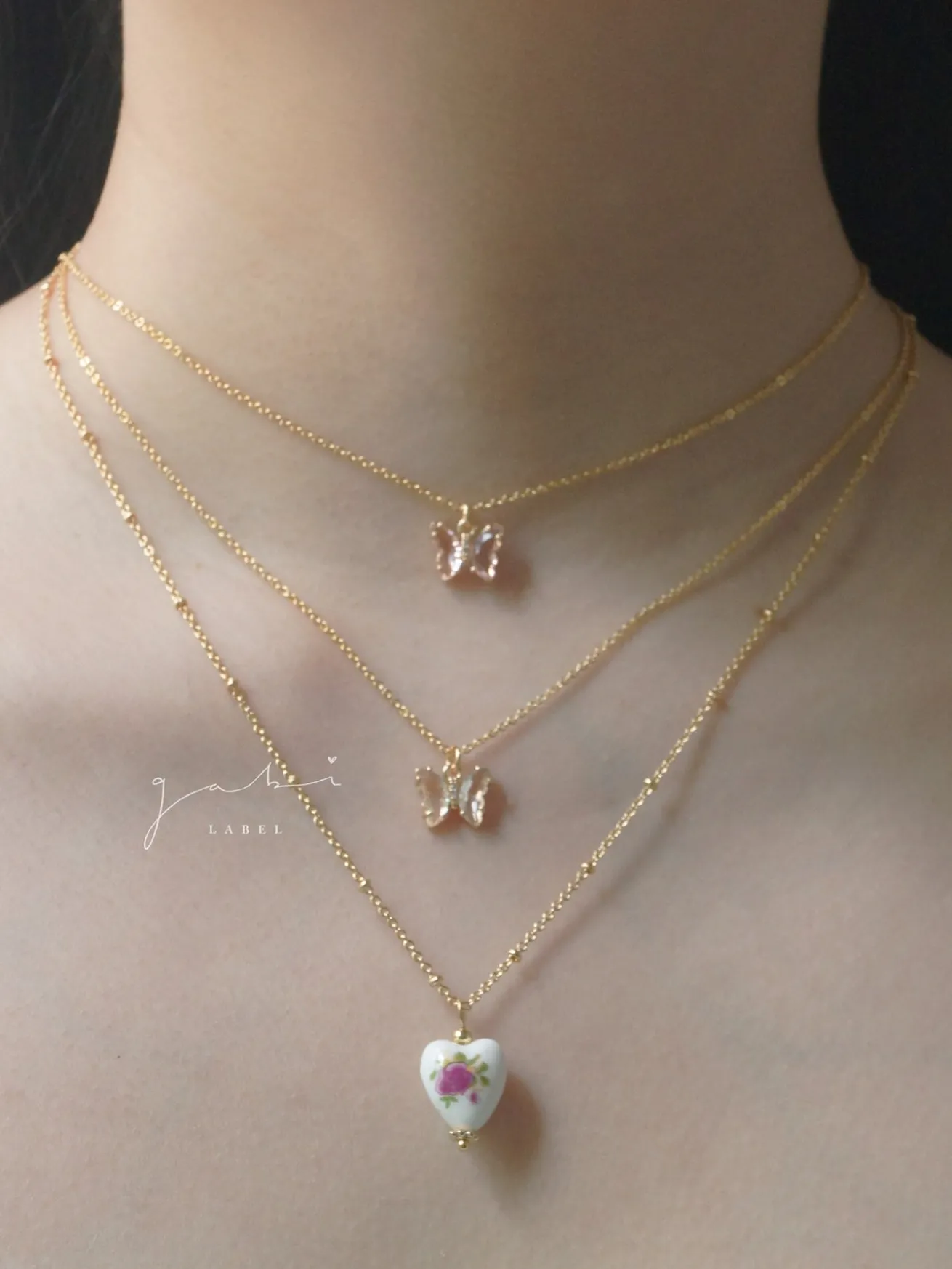 Petite Butterfly Necklace - Pink