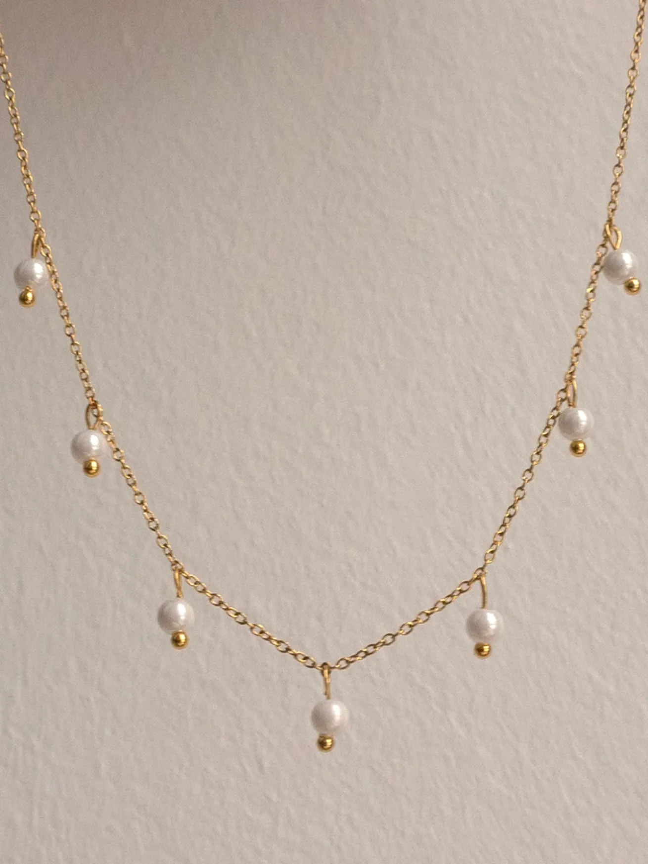 Petite Dangling Pearls Necklace