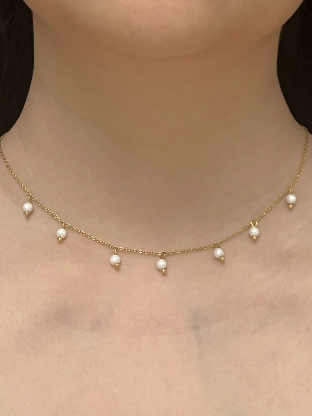 Petite Dangling Pearls Necklace