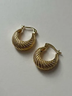 Petite Gold Patterned Hoops
