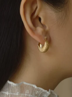 Petite Gold Patterned Hoops