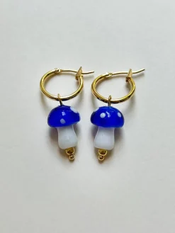 Petite Mushroom Hoops - Blue