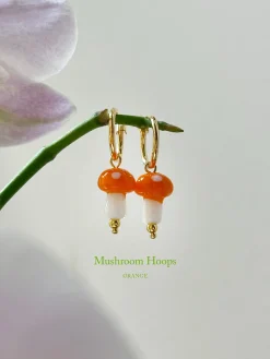 Petite Mushroom Hoops - Orange