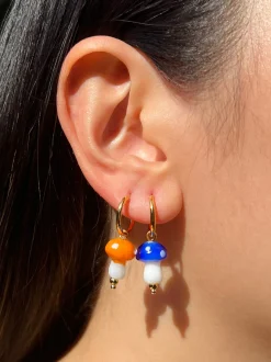 Petite Mushroom Hoops - Orange