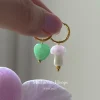 Petite Mushroom Mismatch Hoops - Pink