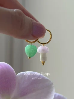 Petite Mushroom Mismatch Hoops - Pink