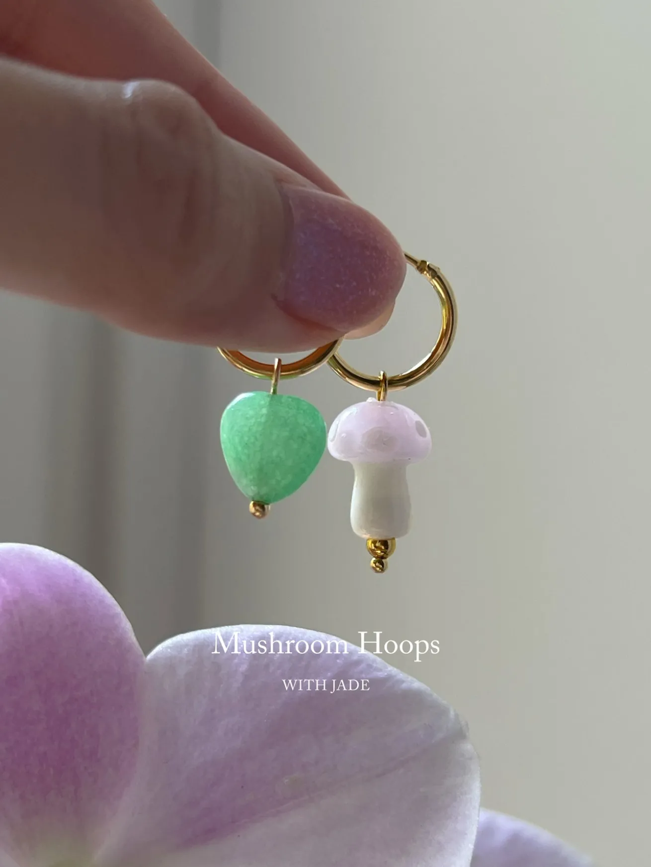 Petite Mushroom Mismatch Hoops - Pink