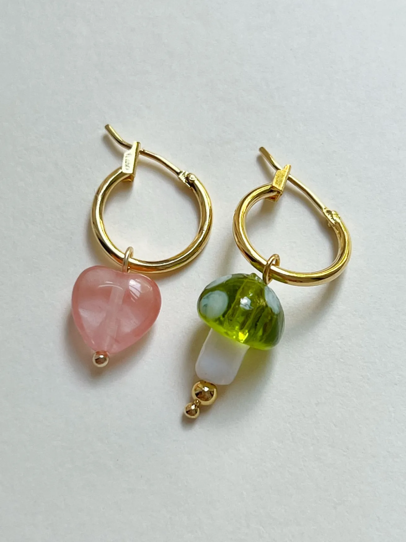 Petite Mushroom Mismatch Hoops - Green