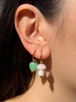 Petite Mushroom Mismatch Hoops - Pink