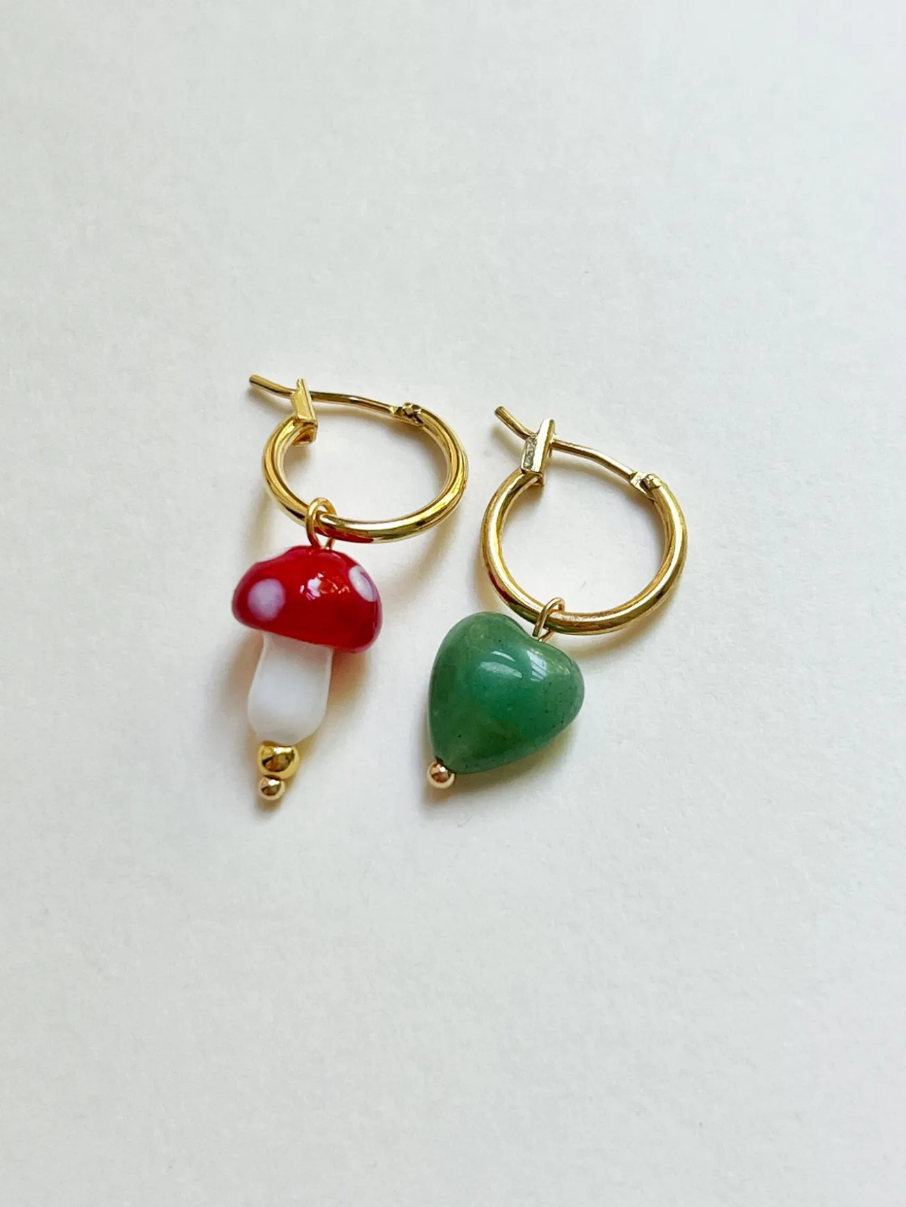 Petite Mushroom Mismatch Hoops - Red