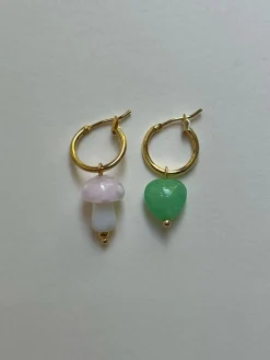 Petite Mushroom Mismatch Hoops - Pink