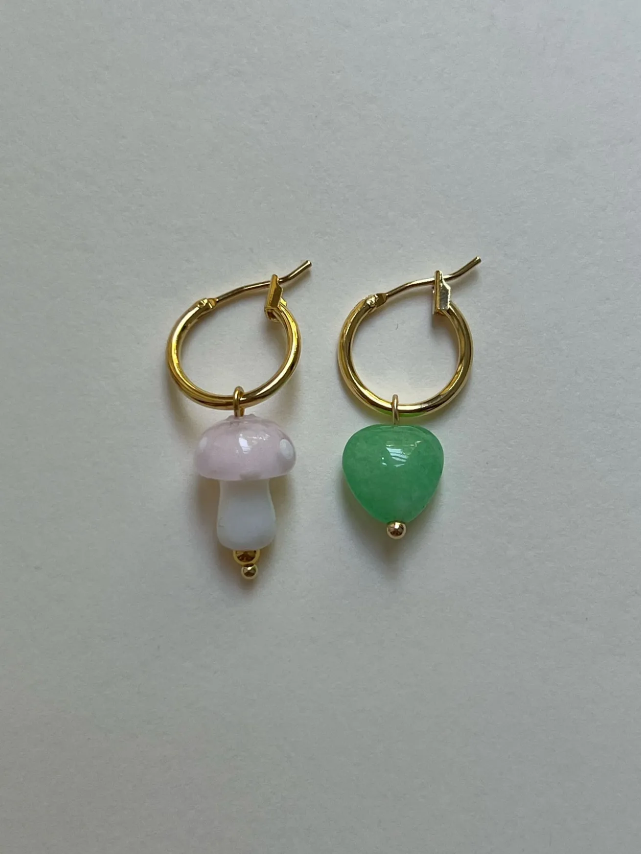 Petite Mushroom Mismatch Hoops - Pink
