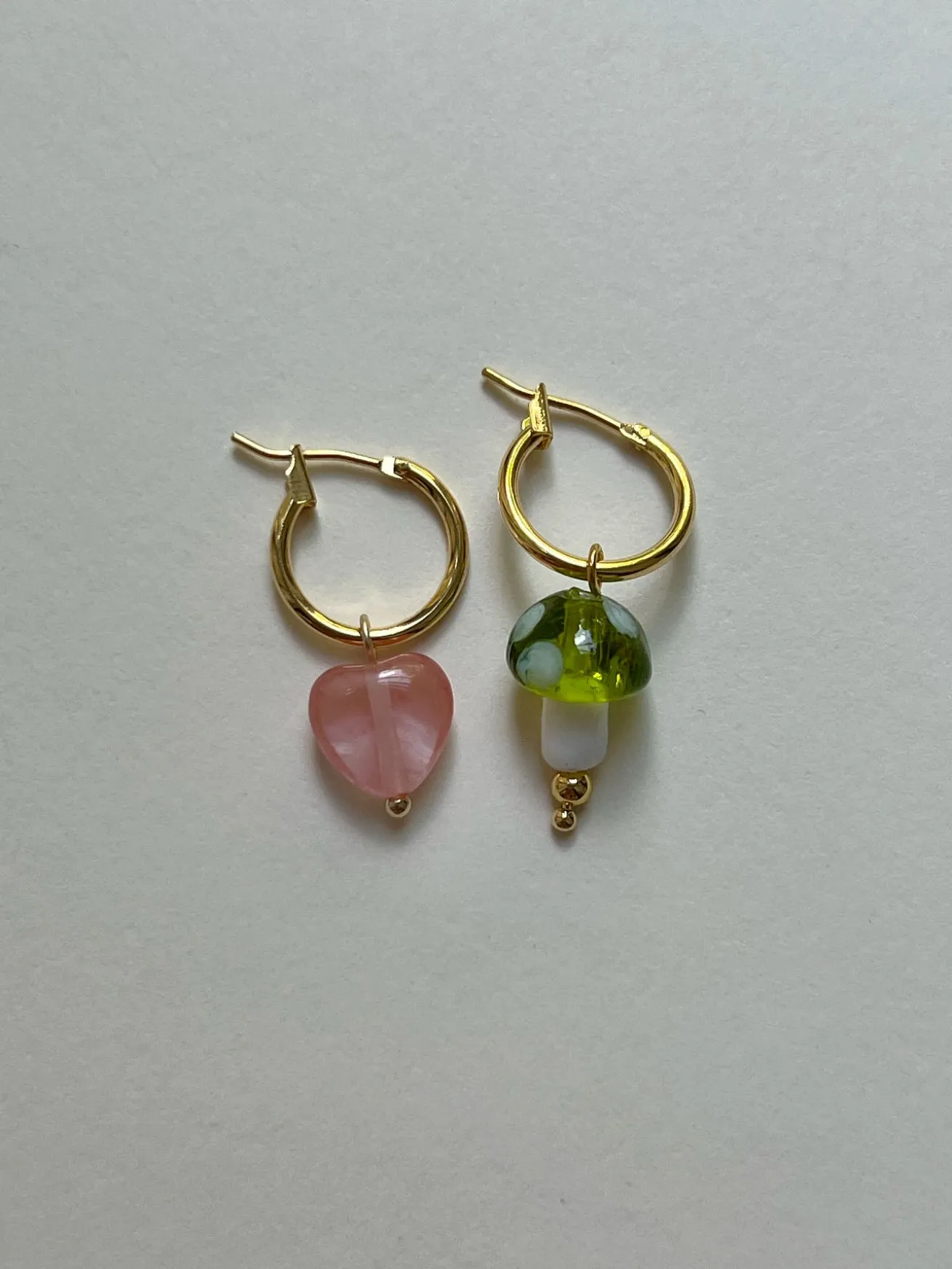 Petite Mushroom Mismatch Hoops - Green