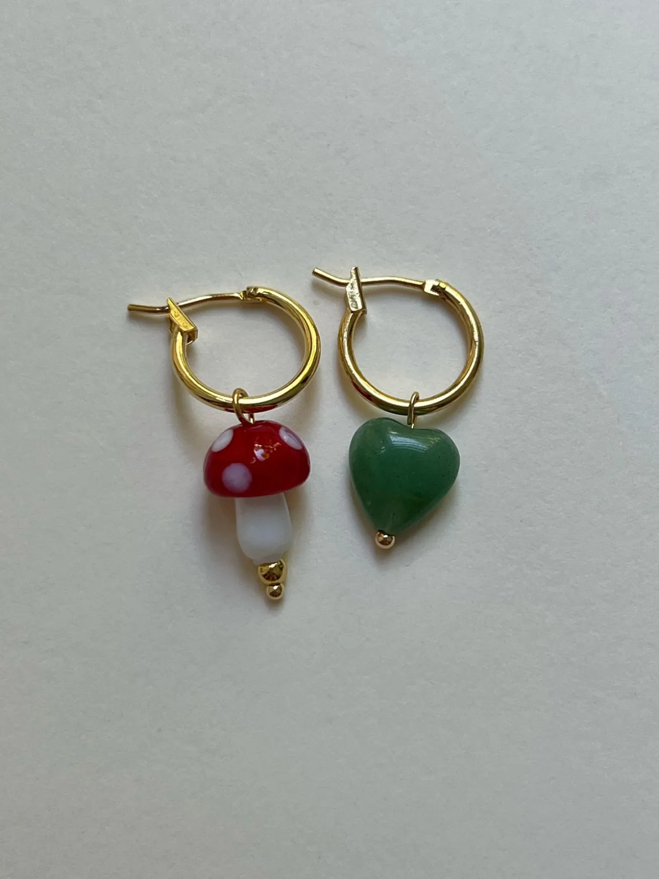 Petite Mushroom Mismatch Hoops - Red