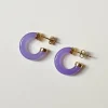 Petite Purple Jade Hoops (Gold tone)