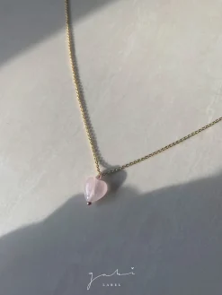Petite Rose Quartz Heart Necklace