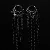Petite Silver Huggies with Dangling Chains