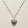 Petite Stone Heart Necklace - Silver