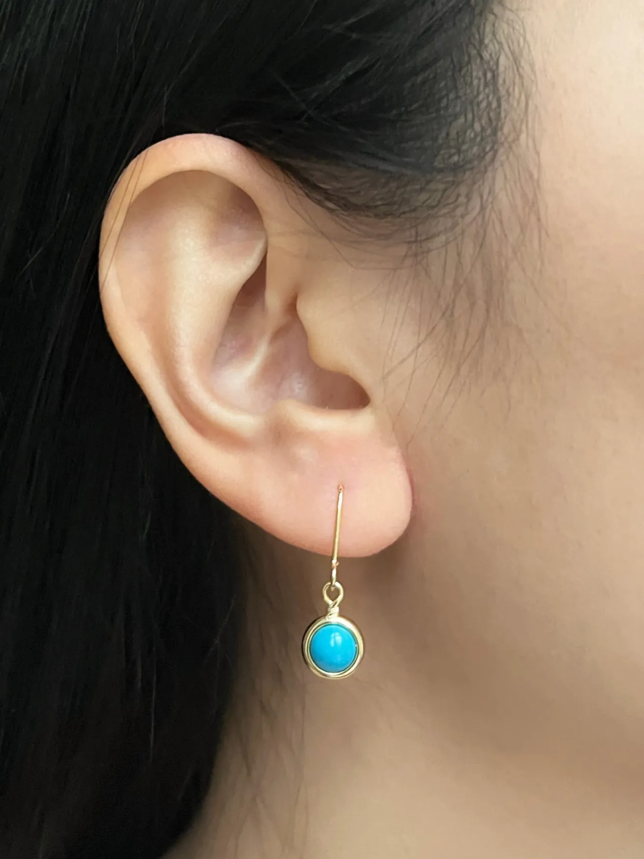 Petite Turquoise Stone Pendant Earrings