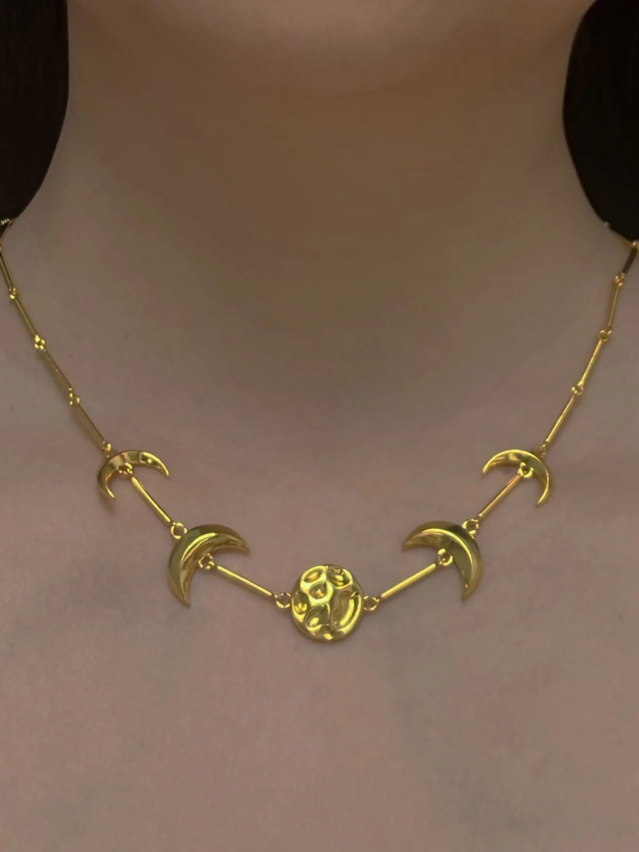Phases Of The Moon Necklace - Gold