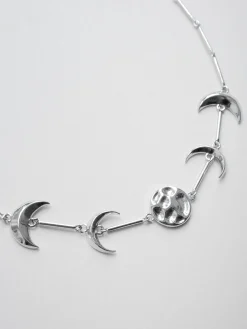 Phases Of The Moon Necklace - Silver